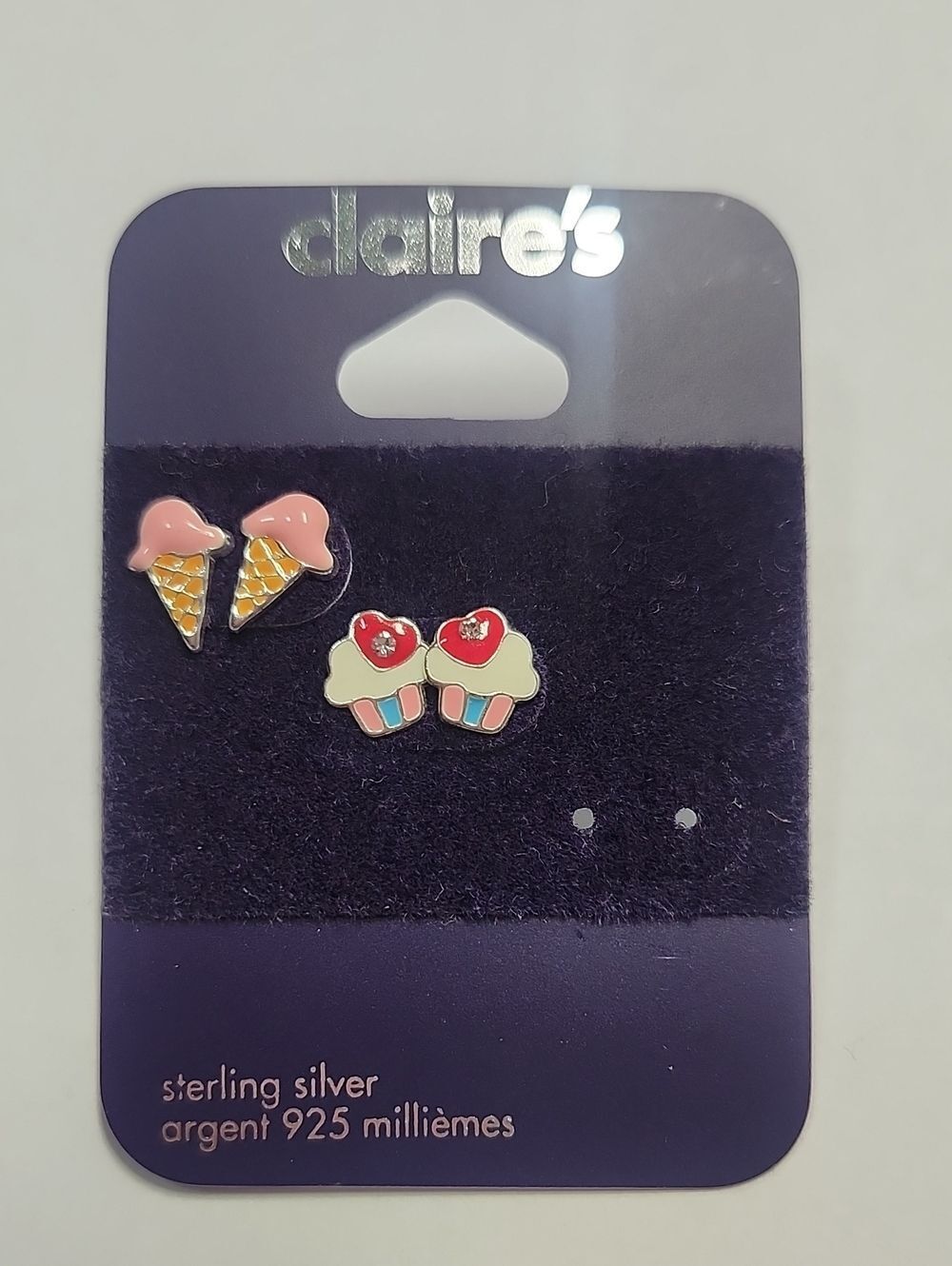Claire's Pink Ice Cream Cone & Cupcake Sterling Silver Stud Earrings